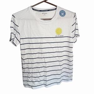 Life Is Good Sleep Shirt Womens Small Blue Stripes Sailor Chic Fishermancore NWT